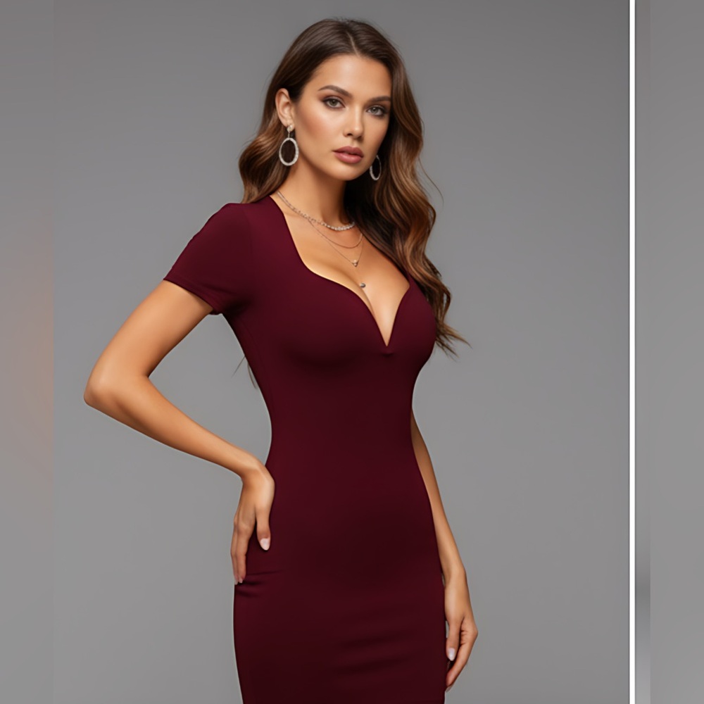 Red Sweetheart Neck Bodycon Dress